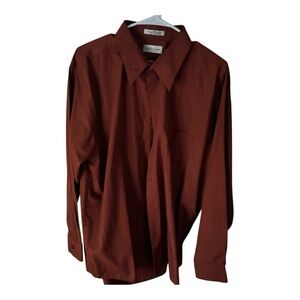 Van Heusen Brown Dress Shirt Classic Style